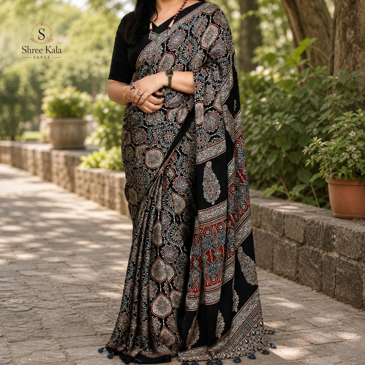 Ajrakh Print Saree