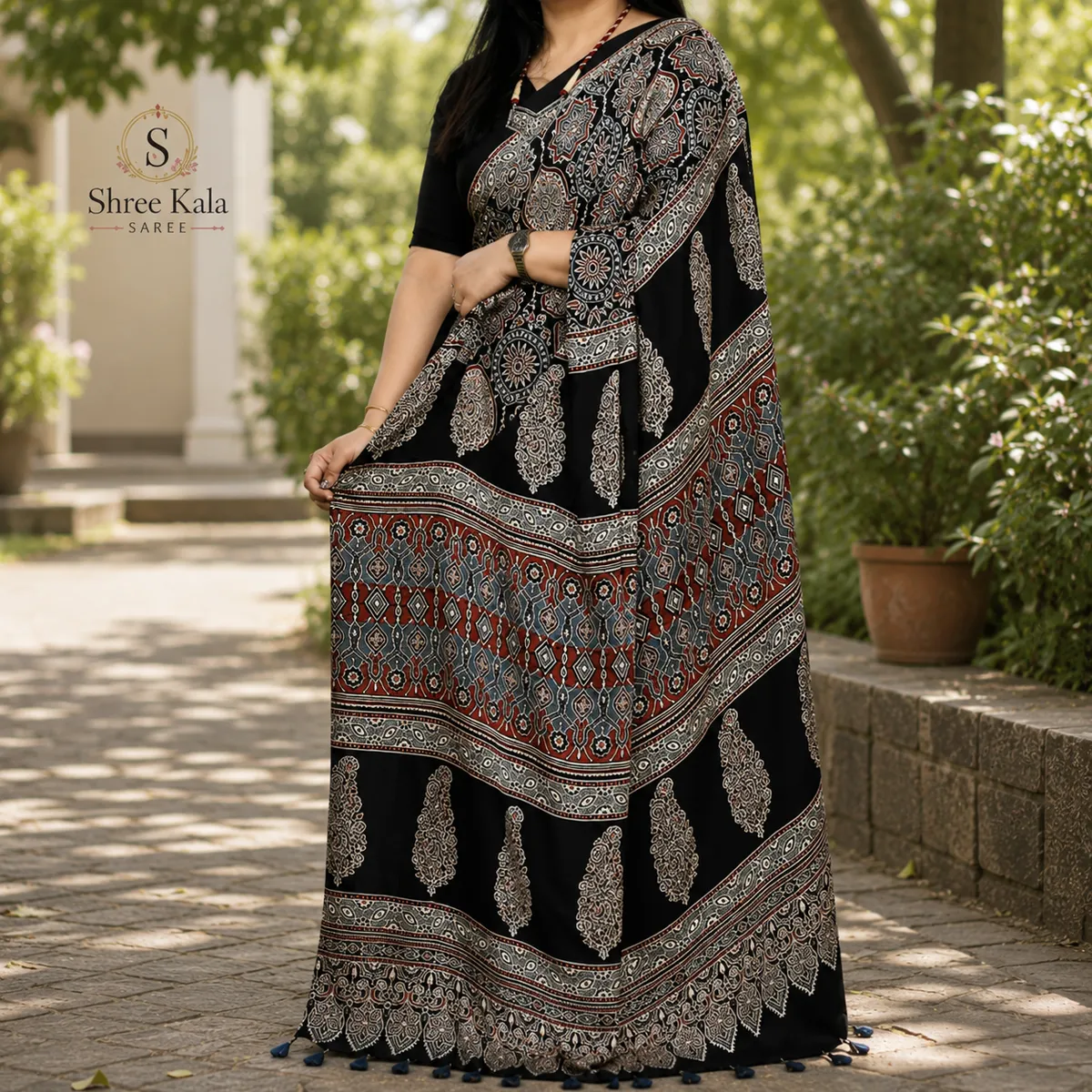 Ajrakh Print Saree