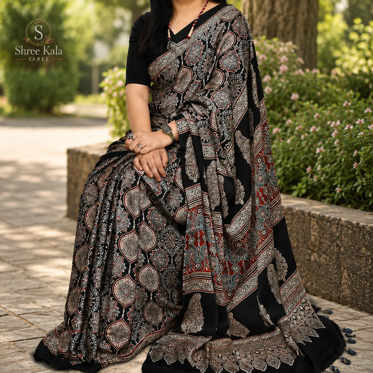 Ajrakh Print Saree